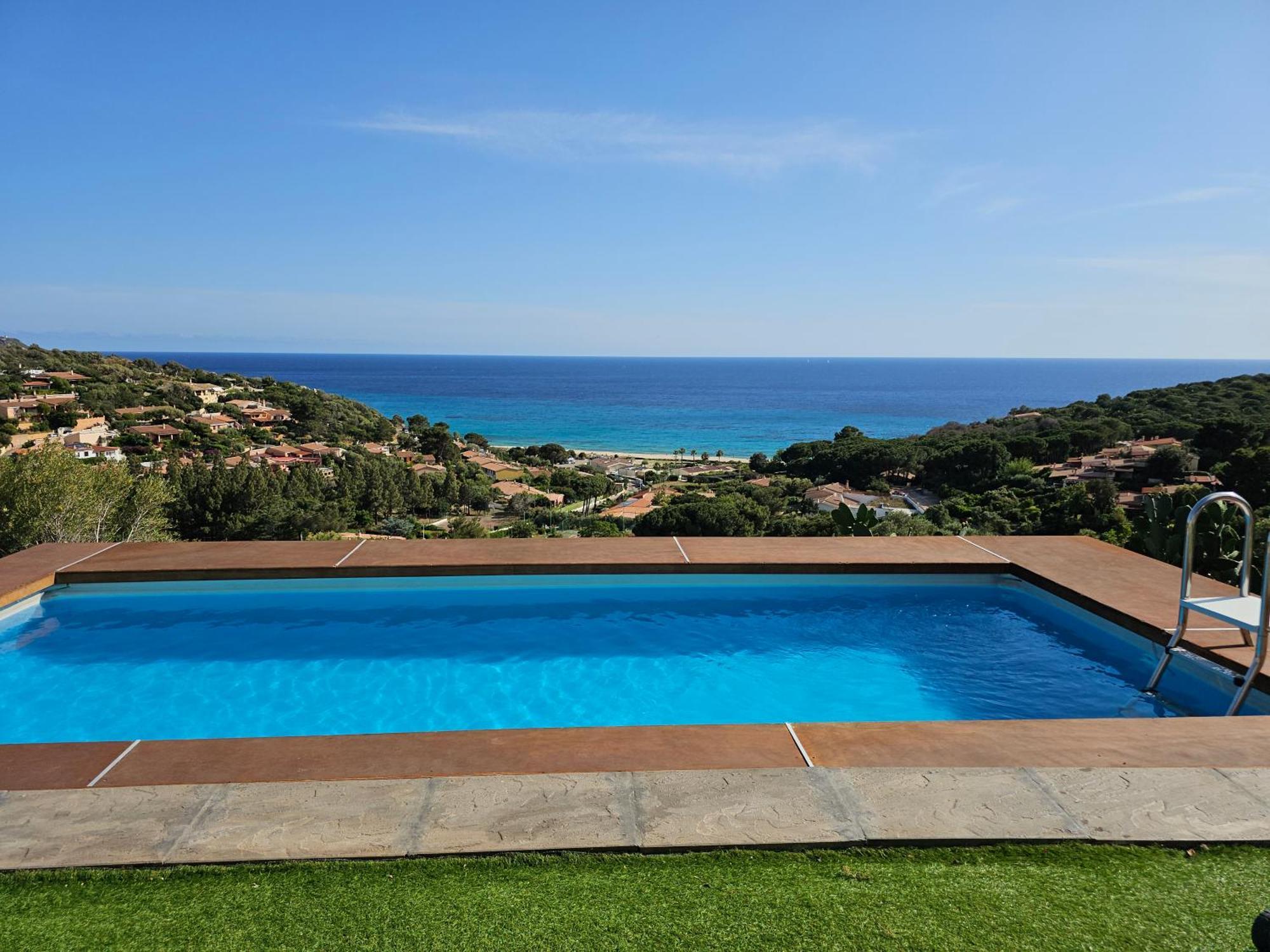 Villetta Con Piscina Panoramica Belvedere Mari Pintau Geremeas Exterior photo